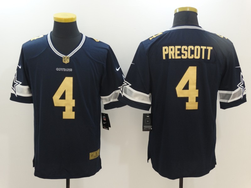 Men's Dallas Cowboys Dak Prescott #4 Navy Team Jersey